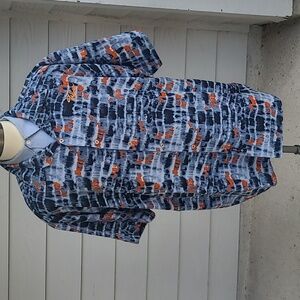 WILLIE ESCO Abstract Grey Orange Blue XXL Short‎ Sleeve Shirt RARE Y2K VTG